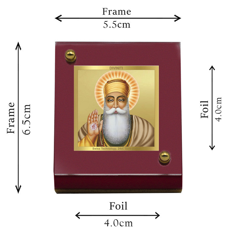 Diviniti 24K Gold Plated Guru Nanak Frame For Car Dashboard, Home Decor, Table Top (5.5 x 6.5 CM)