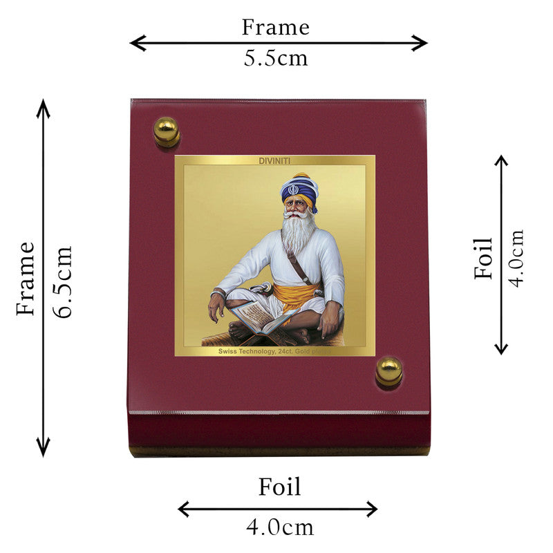 Diviniti 24K Gold Plated Baba Deep Singh Frame For Car Dashboard, Home Decor, Table Top (5.5 x 6.5 CM)