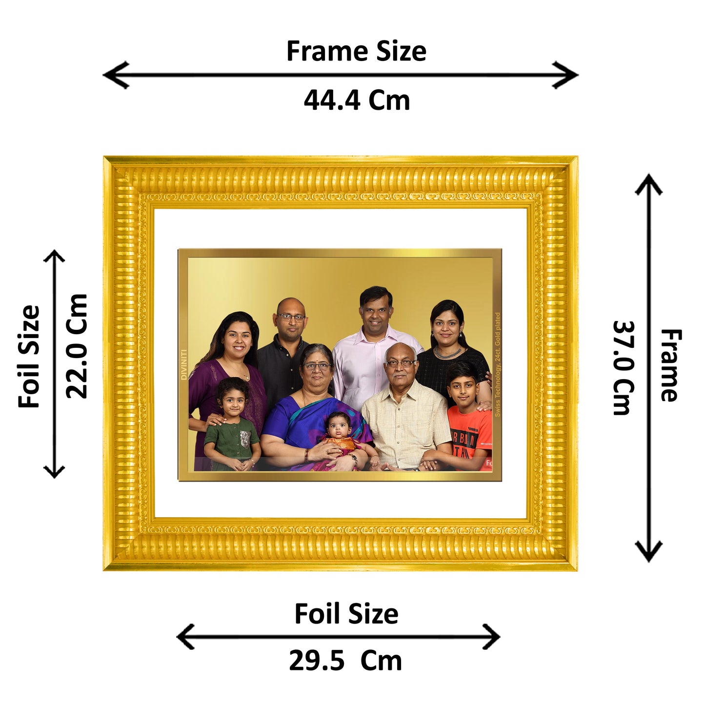 Diviniti Photo Frame With Customized Photo Printed on 24K Gold Plated Foil| Personalized Gift for Birthday, Marriage Anniversary & Celebration With Loved Ones|DG Frame 022 Size 4