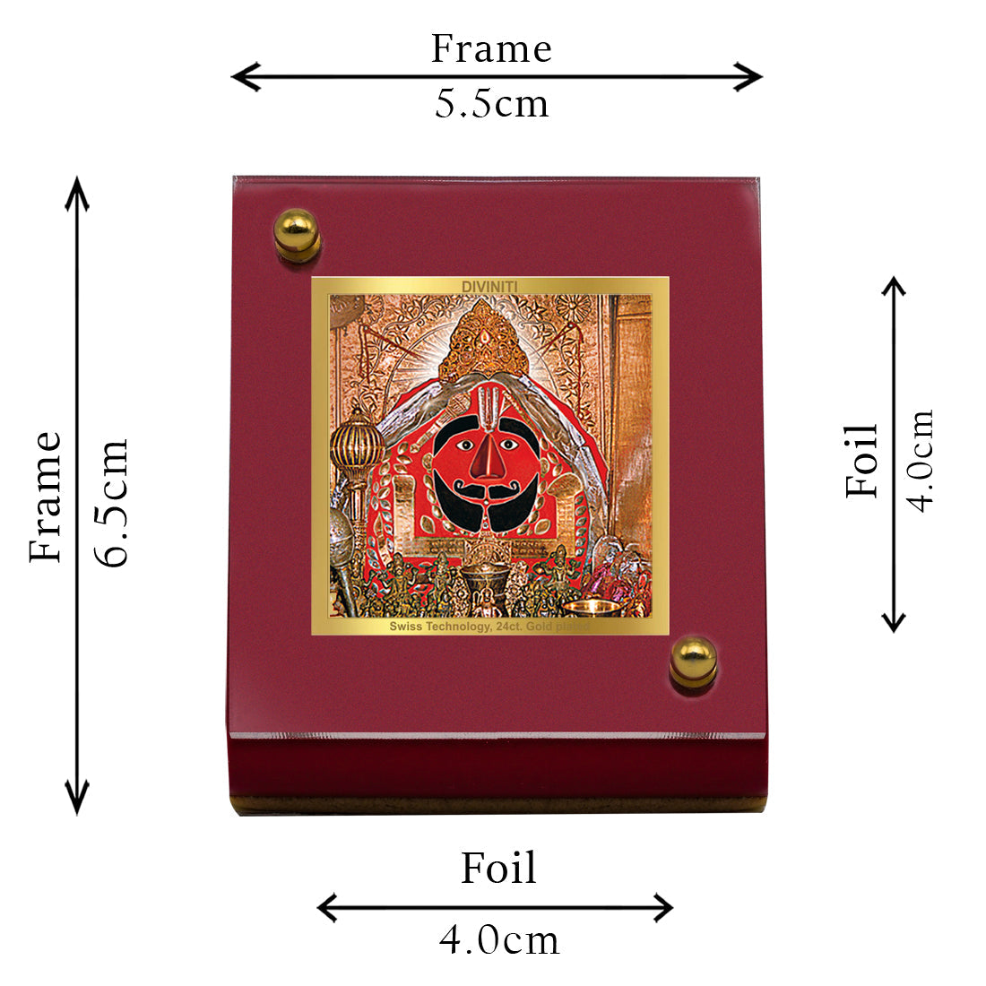 Diviniti 24K Gold Plated Salasar Balaji Frame For Car Dashboard, Home Decor, Table, Puja (5.5 x 6.5 CM)