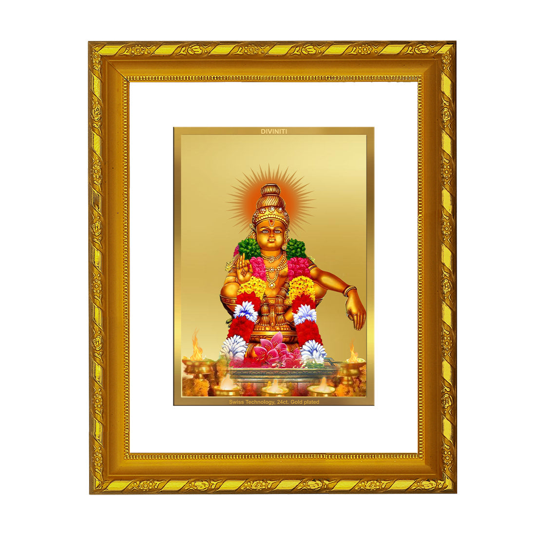 Divine 24K Gold Ayyappan Photo Frame