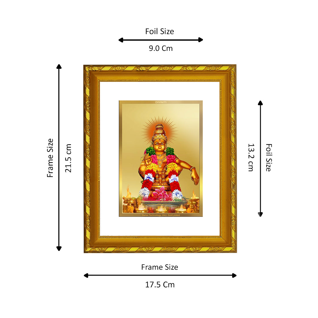 Divine 24K Gold Ayyappan Photo Frame