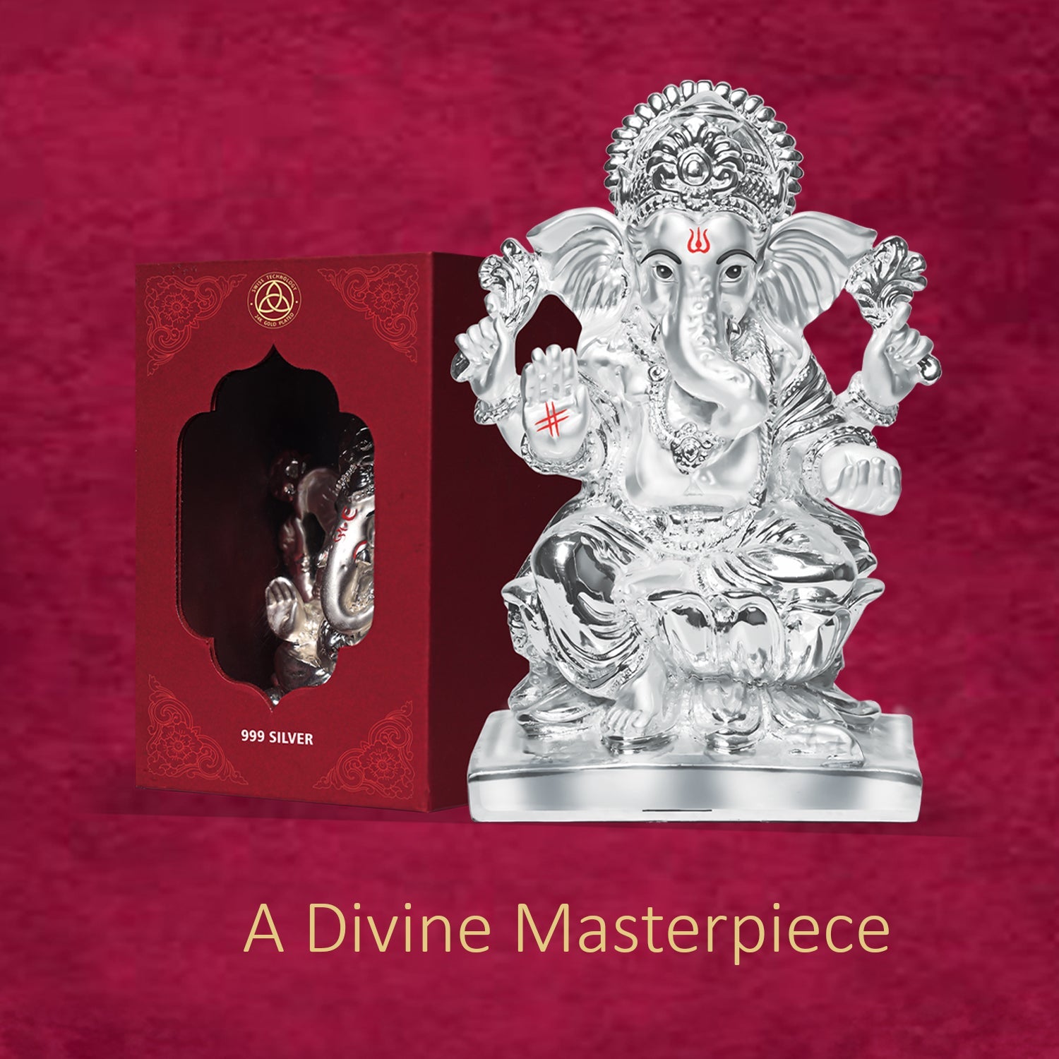 Divine 999 Silver Plated Ganesha Idol for Gifts