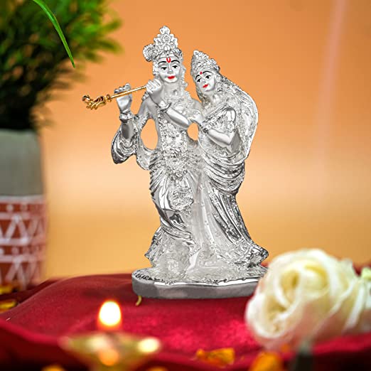 Divine Radha Krishna Silver Idol for Gifting