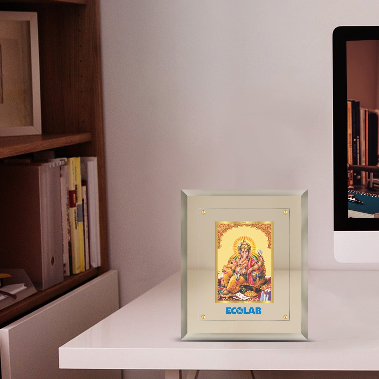 Elegant 24K Gold Ganesha Photo Frame