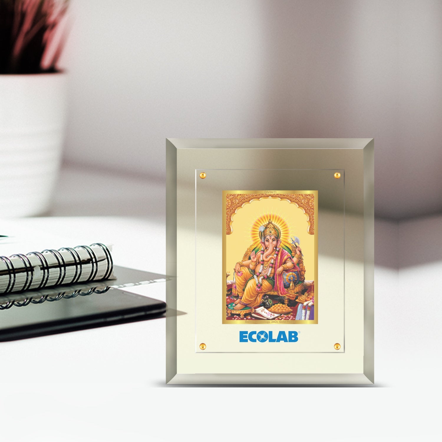 Elegant 24K Gold Ganesha Photo Frame