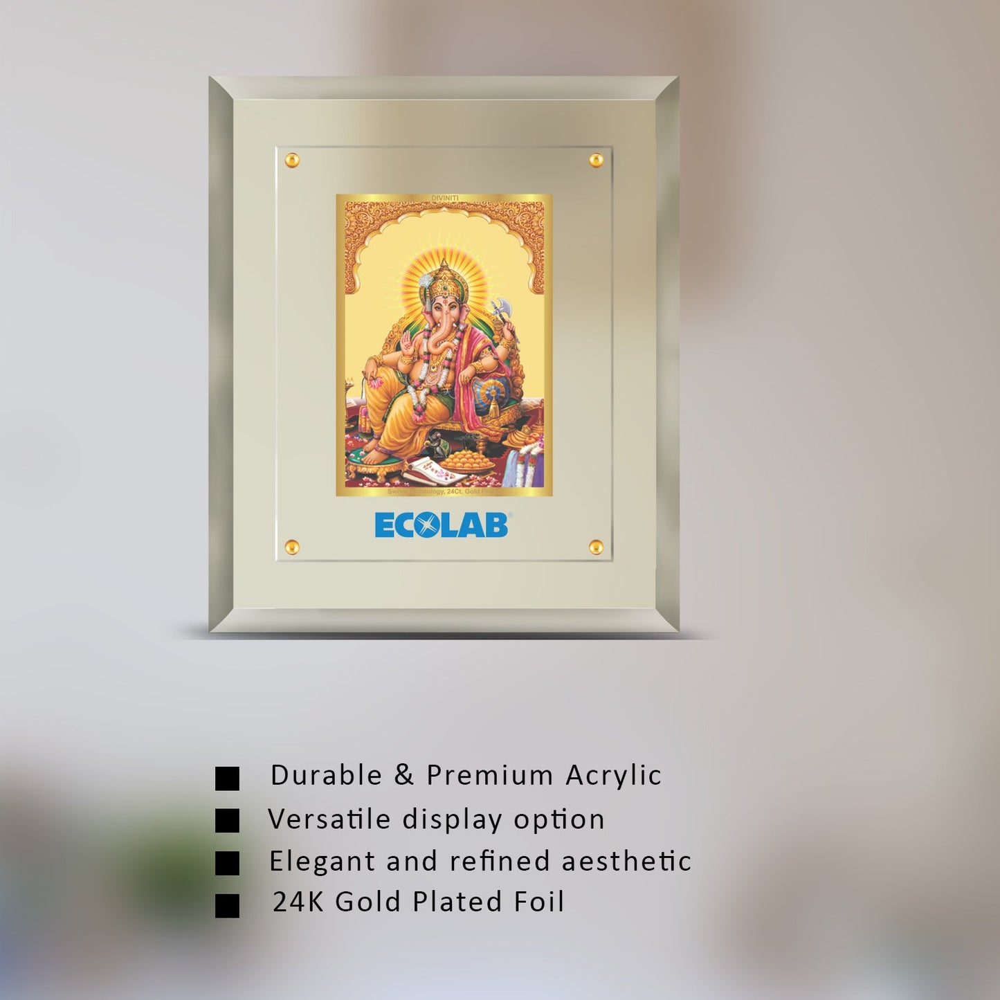 Elegant 24K Gold Ganesha Photo Frame