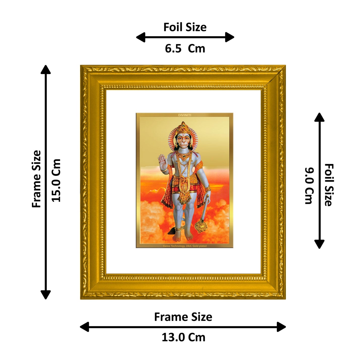 Elegant Hanuman Gold Plated Photo Frame