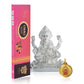 DIVINITI 999 Silver Plated Laxmi Ji Idol, 24K Double Sided Gold Plated Pendant 18 MM and OMG Rose Incense Sticks for Navratri Festival Prayer & Auspicious Occasion (Combo Pack)