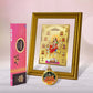 DIVINITI Nav Durga DG 2.5 Gold Plated Photo Frame, 24K Double sided Gold Plated Pendant 18 MM and OMG Rose Incense Sticks For Navratri Festival Prayer & Auspicious Occasion (Combo Pack)