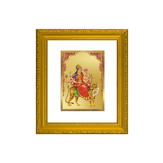 DIVINITI Chandraghanta Mata Gold Plated Wall Photo Frame| DG Frame 101 Wall Photo Frame and 24K Gold Plated Foil| Religious Photo Frame Idol For Prayer, Gifts Items (15.5CMX13.5CM)