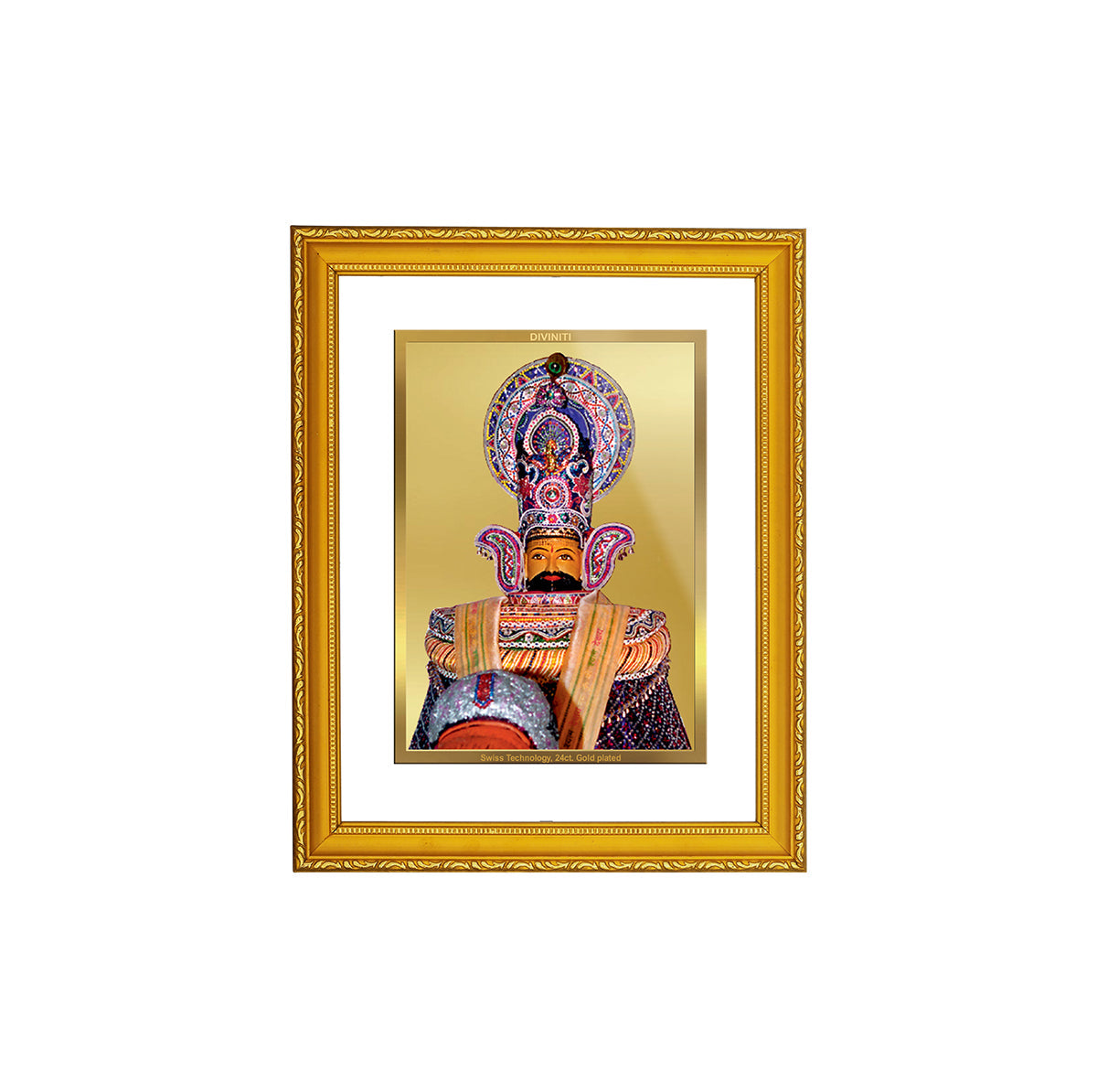 Diviniti 24K Gold Plated Khatu Shyam Photo Frame For Home Decor, Wall Decor, Table Top, Gift (20.8 x 16.7 CM)