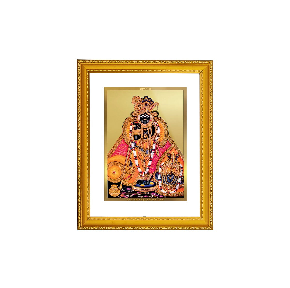 DIVINITI Bankey Bihari Gold Plated Wall Photo Frame| DG Frame 101 Size 2 Wall Photo Frame and 24K Gold Plated Foil| Religious Photo Frame Idol For Prayer, Gifts Items (20.8CMX16.7CM)