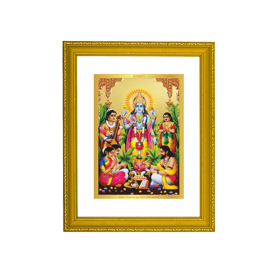 Diviniti 24K Gold Plated Satya Narayan Photo Frame For Home Decor, Wall Decor, Table, Worship, Gift (20.8 x 16.7 CM)