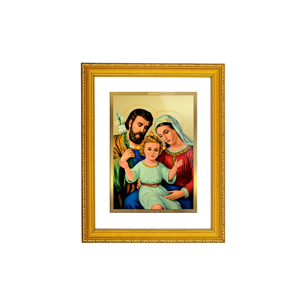 DIVINITI Holy Family Gold Plated Wall Photo Frame| DG Frame 101 Size 2 Wall Photo Frame and 24K Gold Plated Foil| Religious Photo Frame Idol For Prayer, Gifts Items (20.8CMX16.7CM)