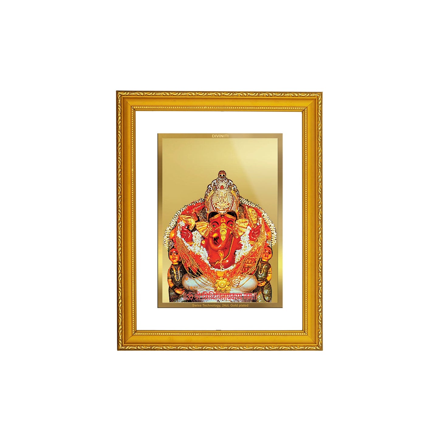 DIVINITI SIDDHIVINAYAK 24K Gold Plated Wall Photo Frame| DG Frame 101 Size 2 Wall Photo Frame, Gifts Items (20.8CMX16.7CM)