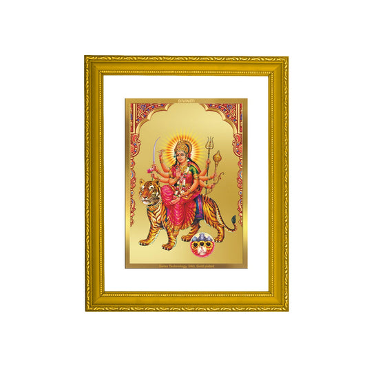 Diviniti 24K Gold Plated Siddhidatri Mata Photo Frame For Home Decor, Wall Hanging, Table, Puja Room (20.8 x 16.7 CM)