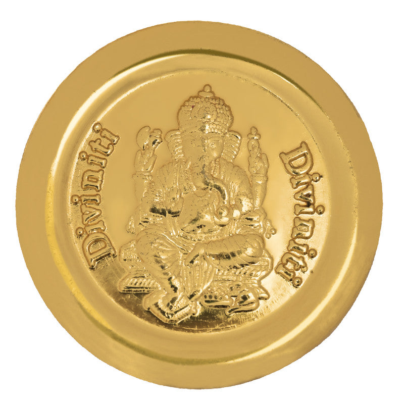 Diviniti Luxurious Gold Coin| Laxmi & Ganesha 24K Gold Coin| 18mm