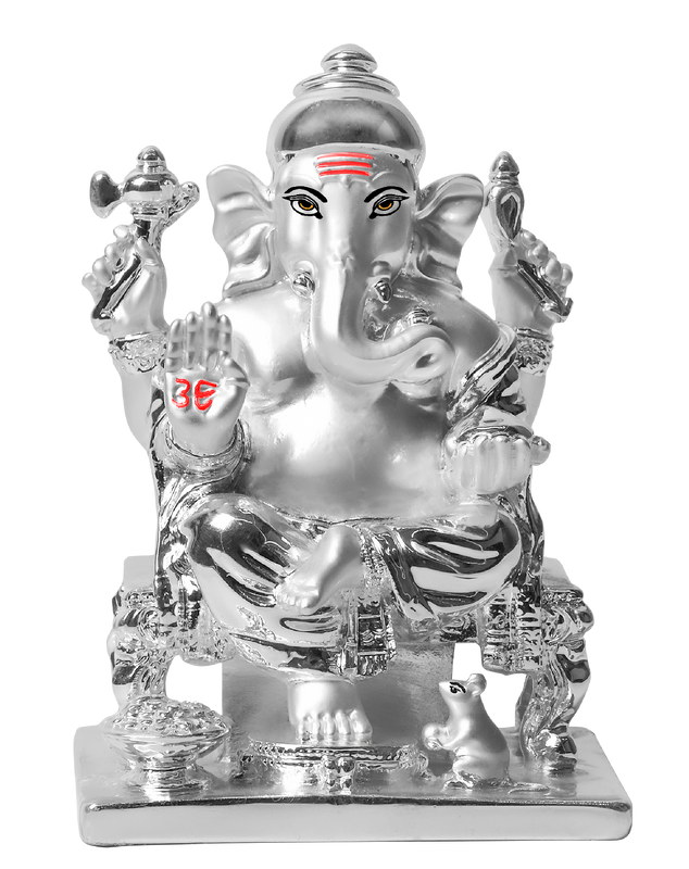 DIVINITI GANESHA WITH BASE SILVER IDOL