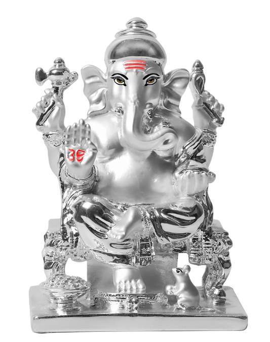 DIVINITI GANESHA WITH BASE SILVER IDOL