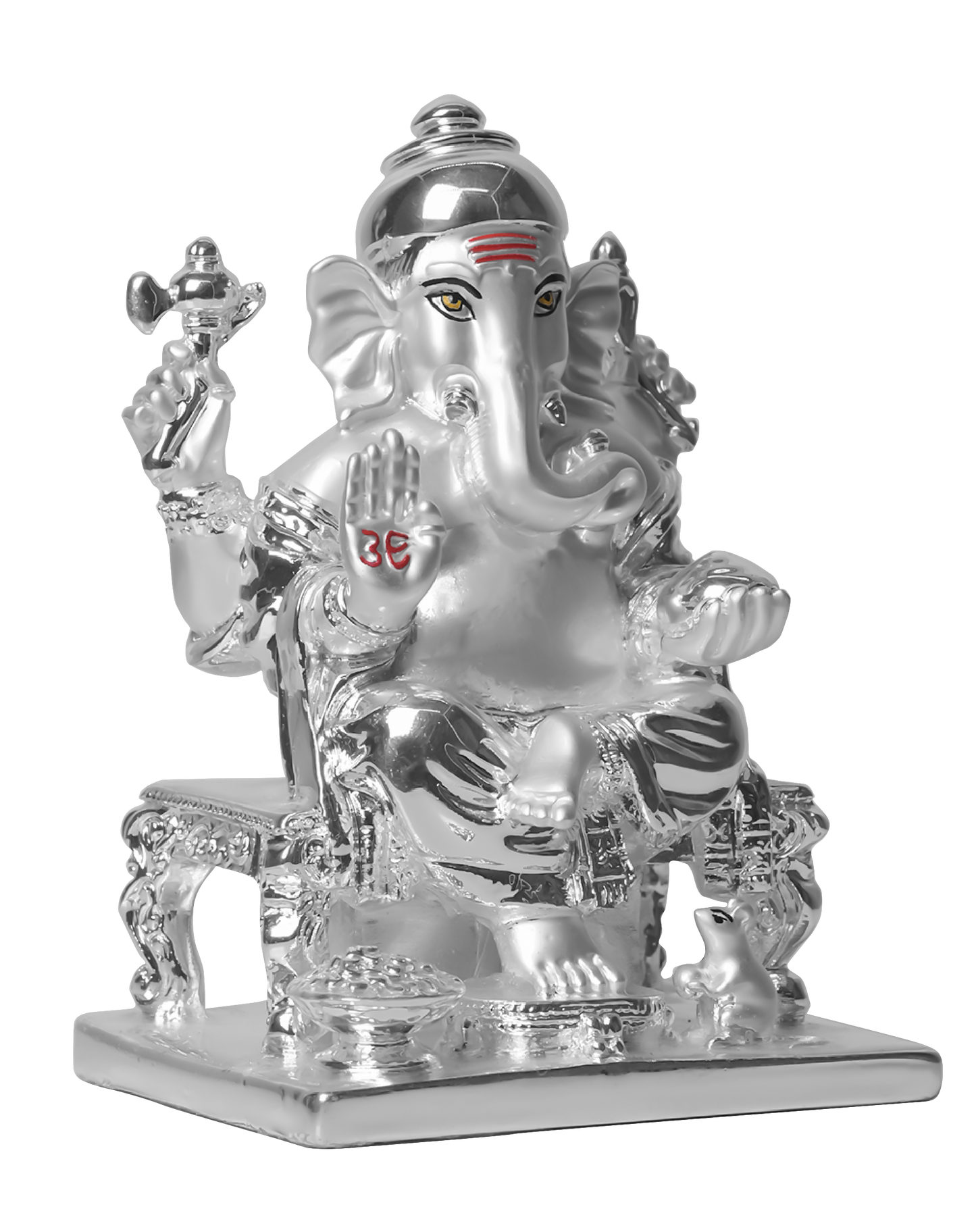 Diviniti Siddhivinayaka Ganesha Idol for Home Decor| 999 Silver Plated Sculpture of Ganesha Figurine| Idol for Home, Office, Temple and Table Decoration| Religious Idol For Pooja, Gift