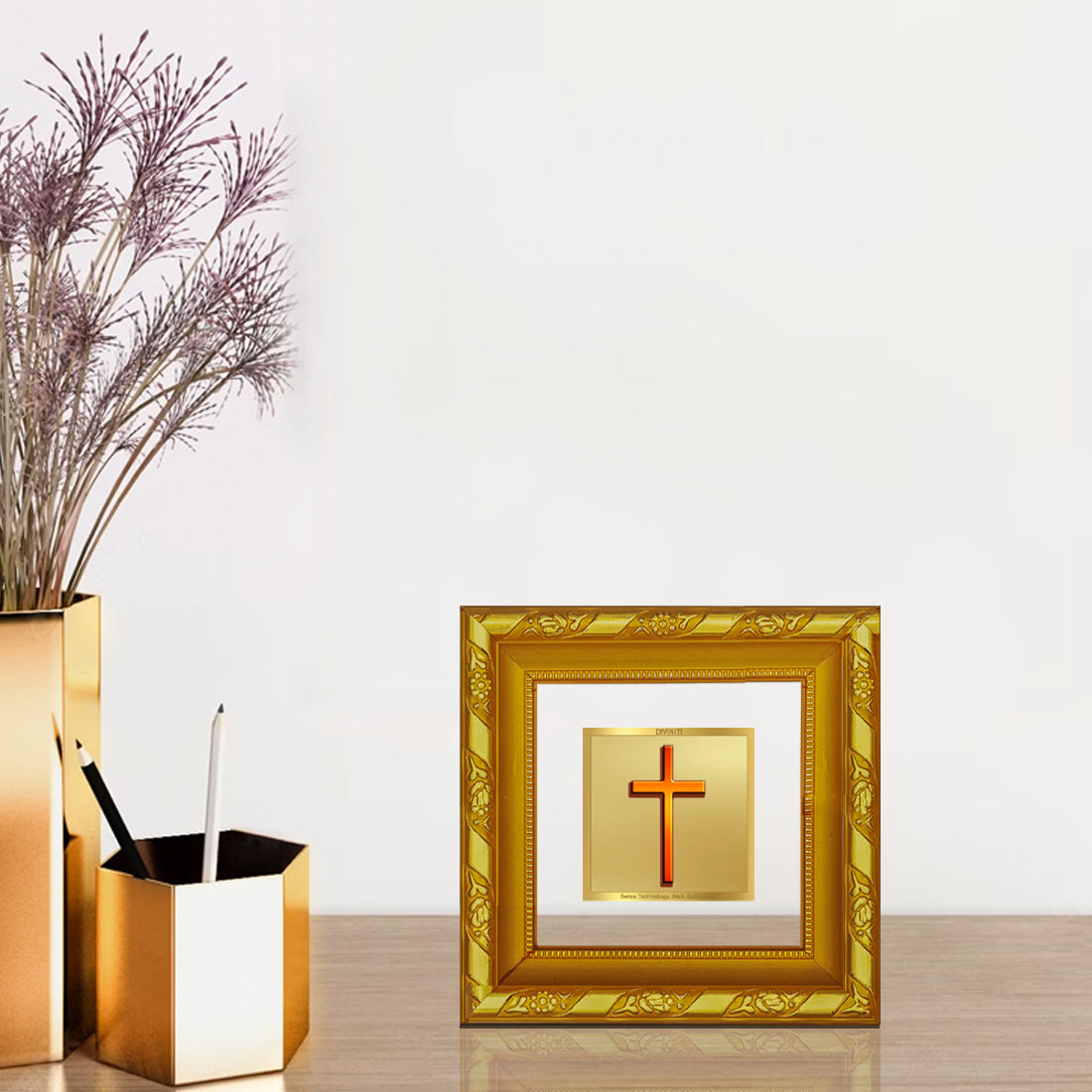 Gold Plated Cross Sign Frame