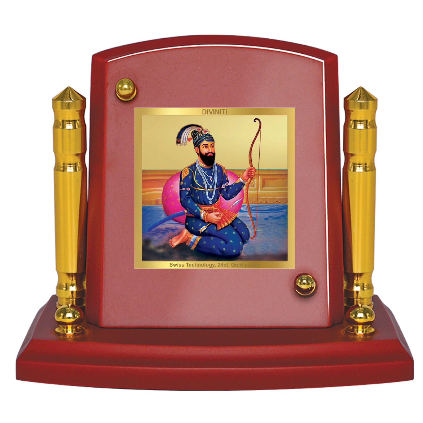 Diviniti 24K Gold Plated Guru Gobind Singh For Car Dashboard, Home Decor & Table (7 x 9 CM)