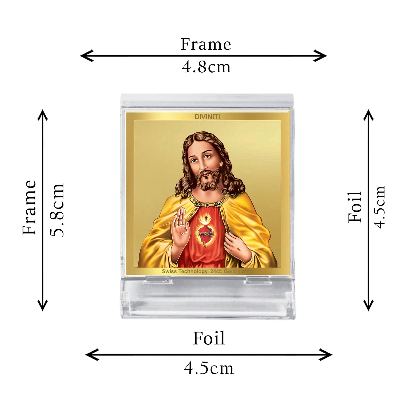 Diviniti 24K Gold Plated Jesus Frame For Car Dashboard, Home Decor, Prayer, Gift (5.8 x 4.8 CM)