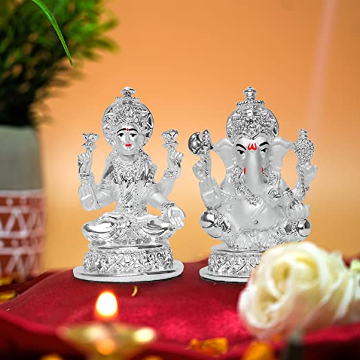 Laxmi Ganesh Silver Idol for Puja Room