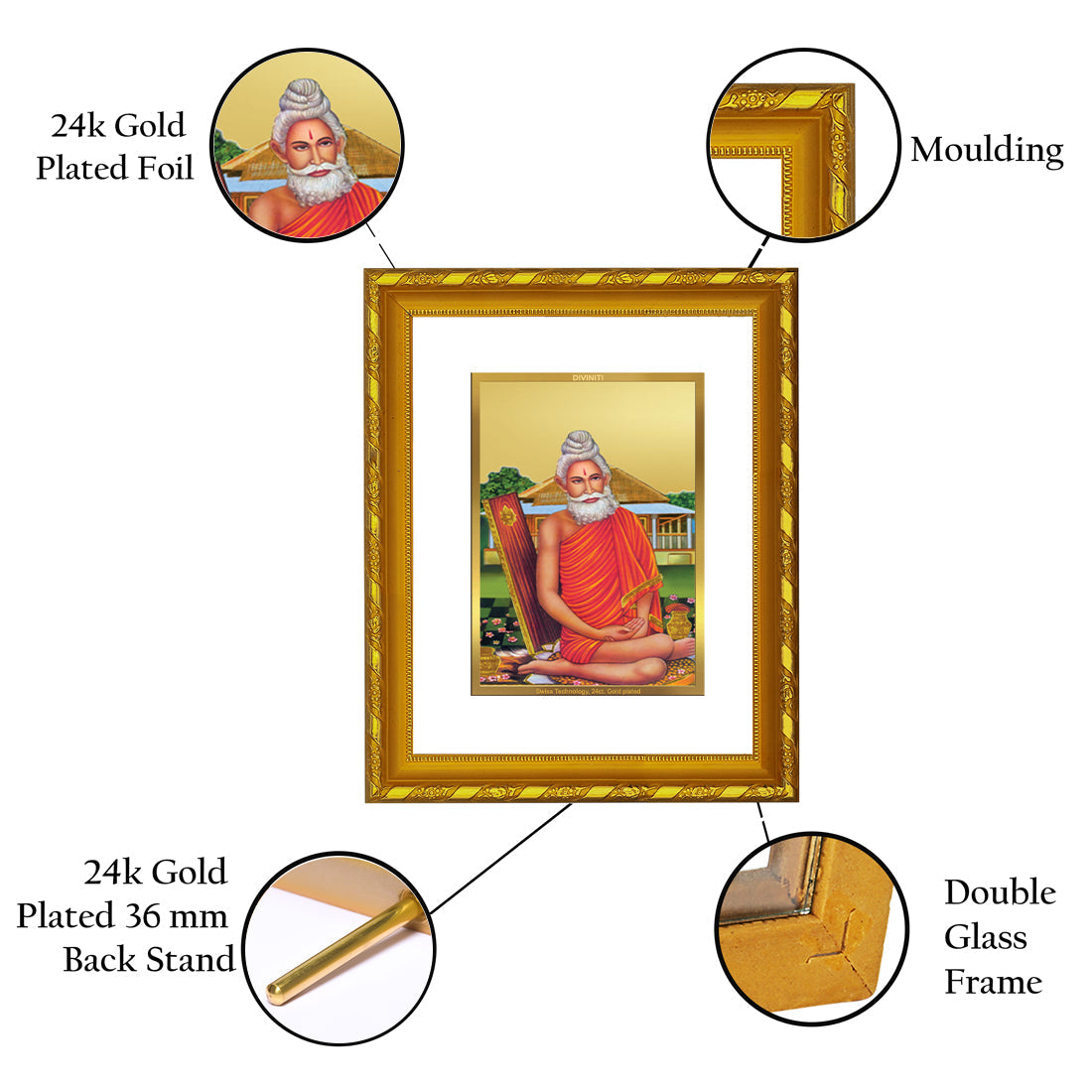 Luxury Gold Plated Baba Lokenath Photo Frame