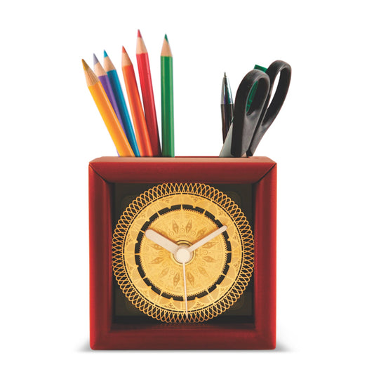 Luxury MDF Pen Holder with Gold Clock Frame