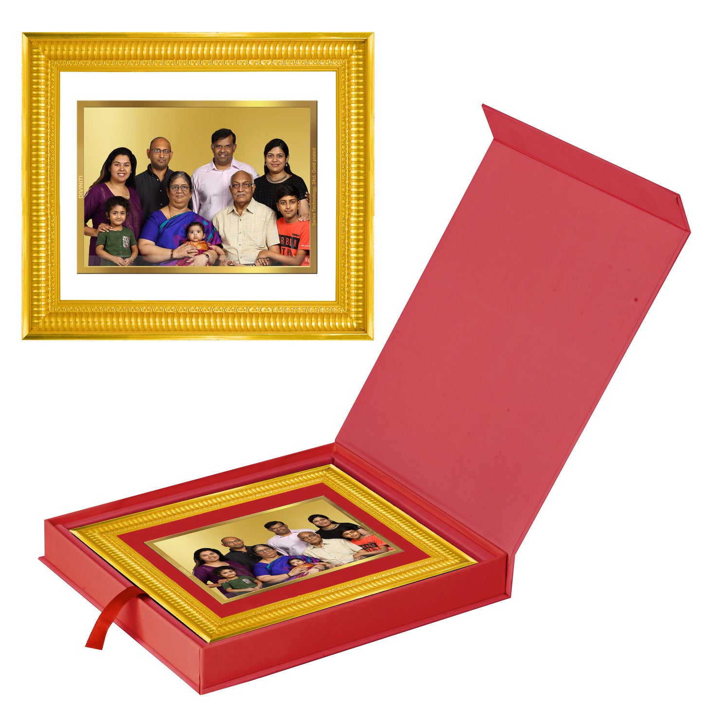 Diviniti Photo Frame With Customized Photo Printed on 24K Gold Plated Foil| Personalized Gift for Birthday, Marriage Anniversary & Celebration With Loved Ones|DG Frame 022 Size 4