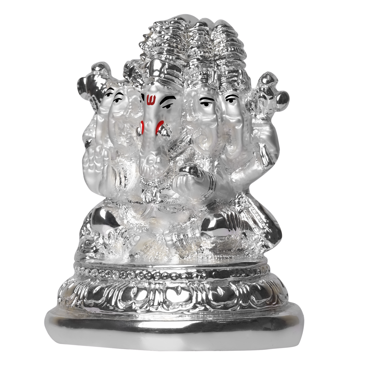 Diviniti Panchmukhi Ganesha Idol for Home Decor| 999 Silver Plated Sculpture of Ganesha Figurine| Idol for Home, Office, Temple and Table Decoration| Religious Idol For Pooja, Gift (7 X 5 X 8.4)CM