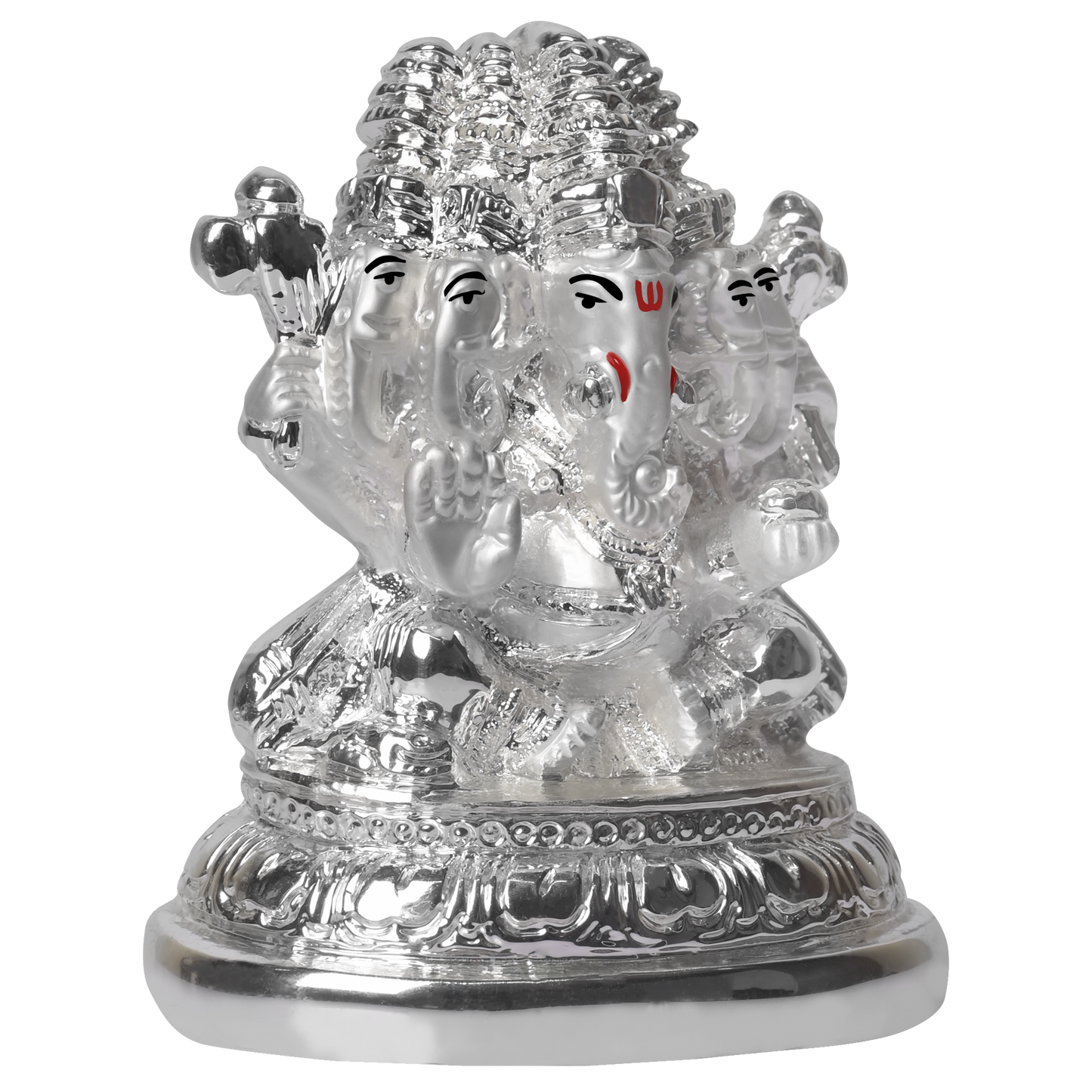 Diviniti Panchmukhi Ganesha Idol for Home Decor| 999 Silver Plated Sculpture of Ganesha Figurine| Idol for Home, Office, Temple and Table Decoration| Religious Idol For Pooja, Gift (7 X 5 X 8.4)CM