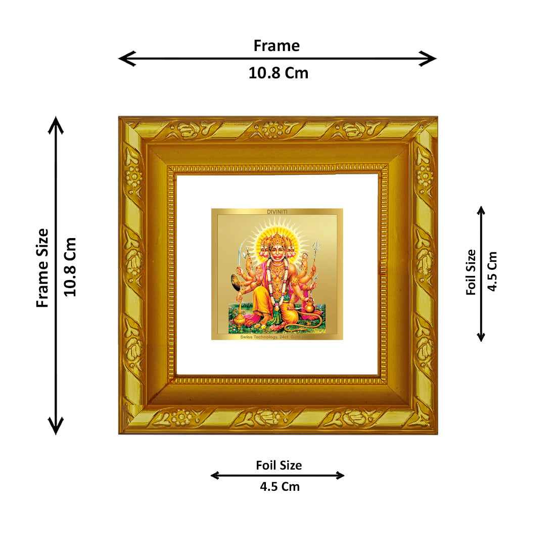 Panchmukhi Hanuman Gold Plated Photo Frame