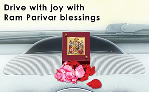 Diviniti 24K Gold Plated Ram Darbar Frame For Car Dashboard, Home Decor, Table Festival Gift (5.5 x 6.5 CM)