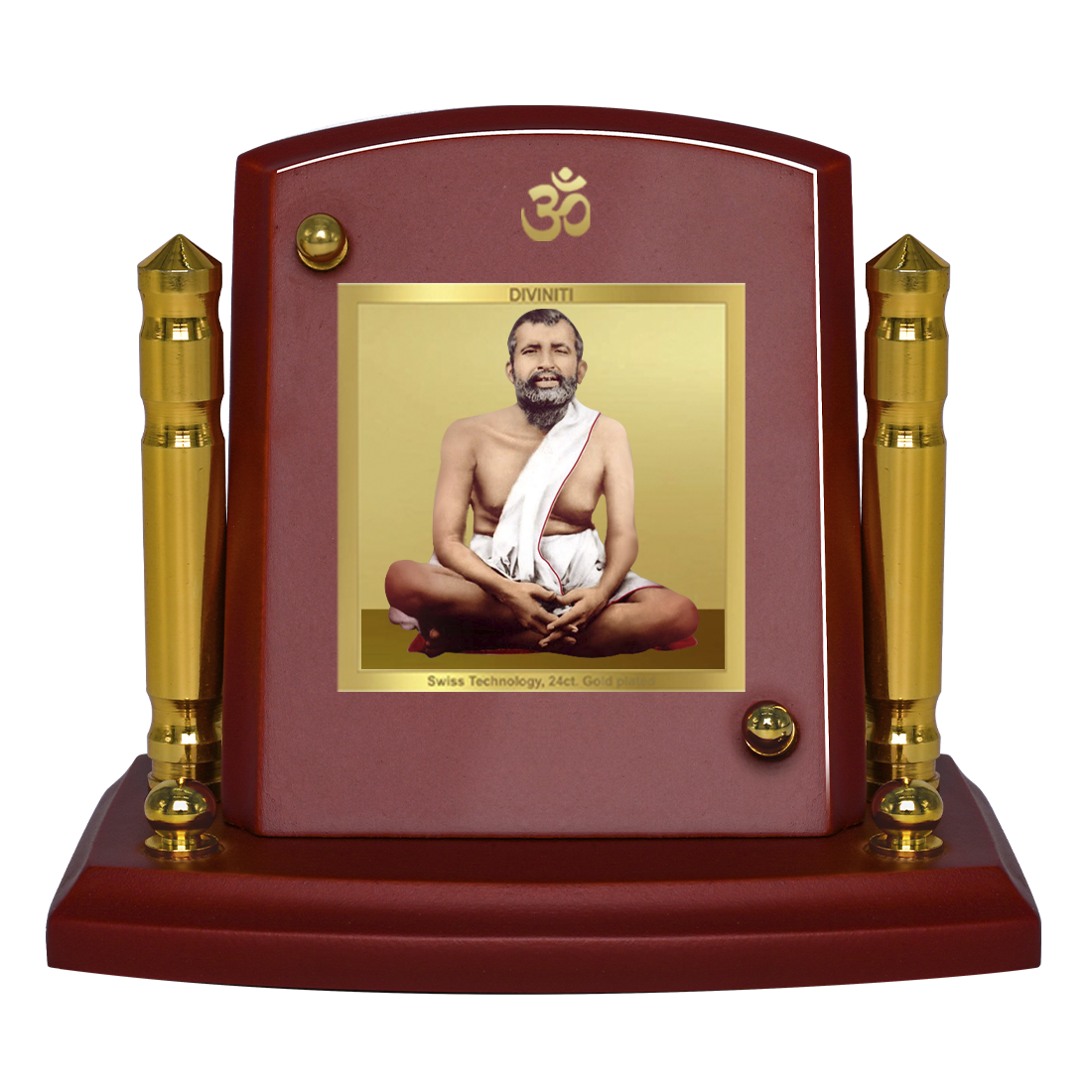 Diviniti 24K Gold Plated RamaKrishna For Car Dashboard, Home Decor, Table Top & Prayer (7 x 9 CM)