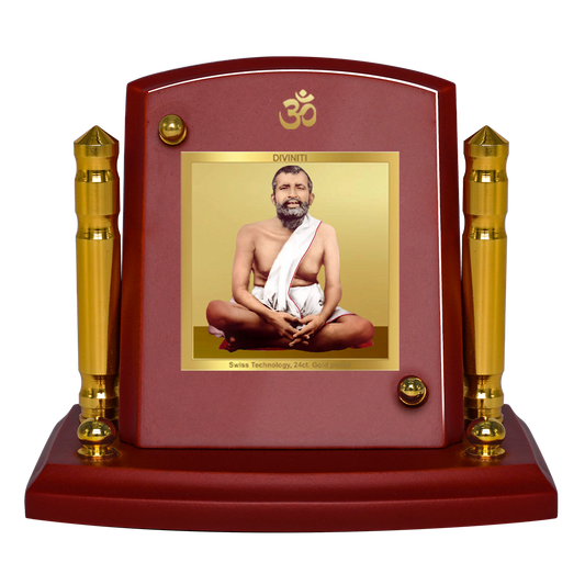 Diviniti 24K Gold Plated RamaKrishna For Car Dashboard, Home Decor, Table Top & Prayer (7 x 9 CM)