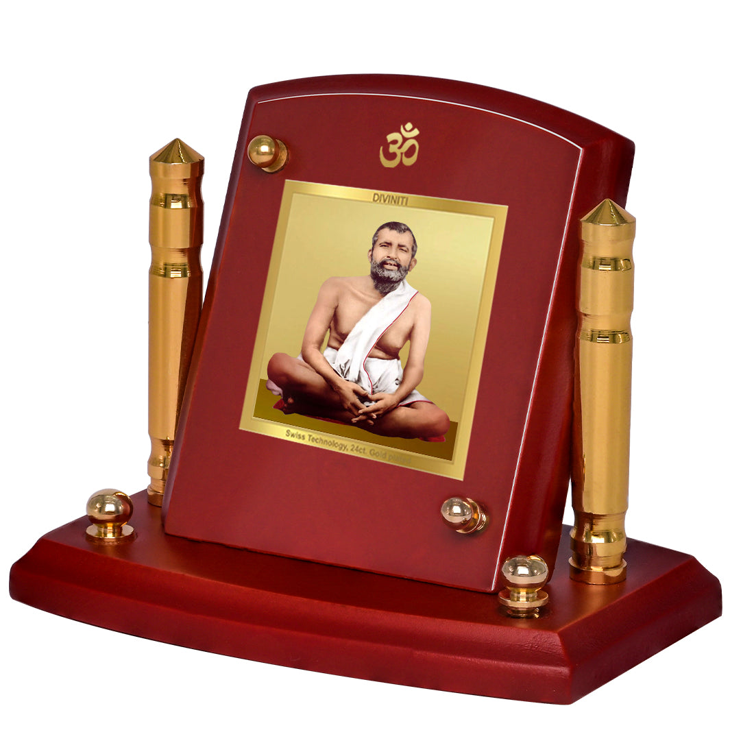 Diviniti 24K Gold Plated RamaKrishna For Car Dashboard, Home Decor, Table Top & Prayer (7 x 9 CM)