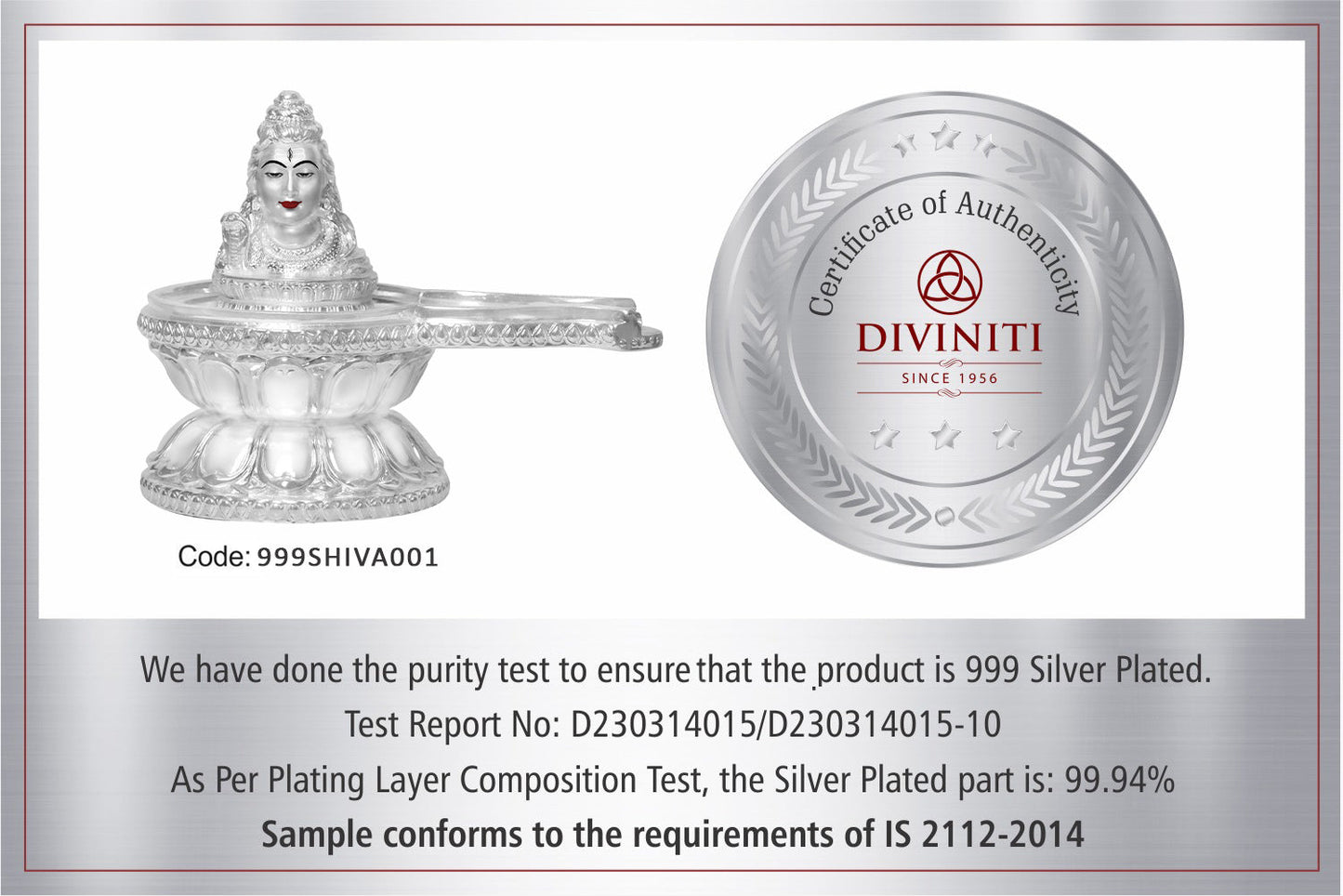 Diviniti 999 Silver Plated Shiva Lingam Idol for Home Decor Showpiece (12X15CM)