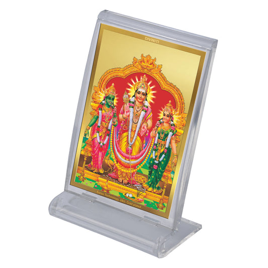 Diviniti 24K Gold Plated Murugan Valli Frame For Car Dashboard, Home Decor, Table, Worship (11 x 6.8 CM)