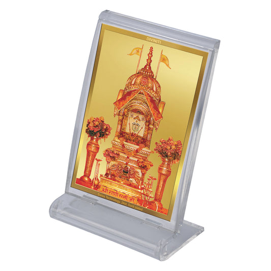 Diviniti 24K Gold Plated Rani Sati Frame For Car Dashboard, Home Decor, Puja Room, Worship (11 x 6.8 CM)