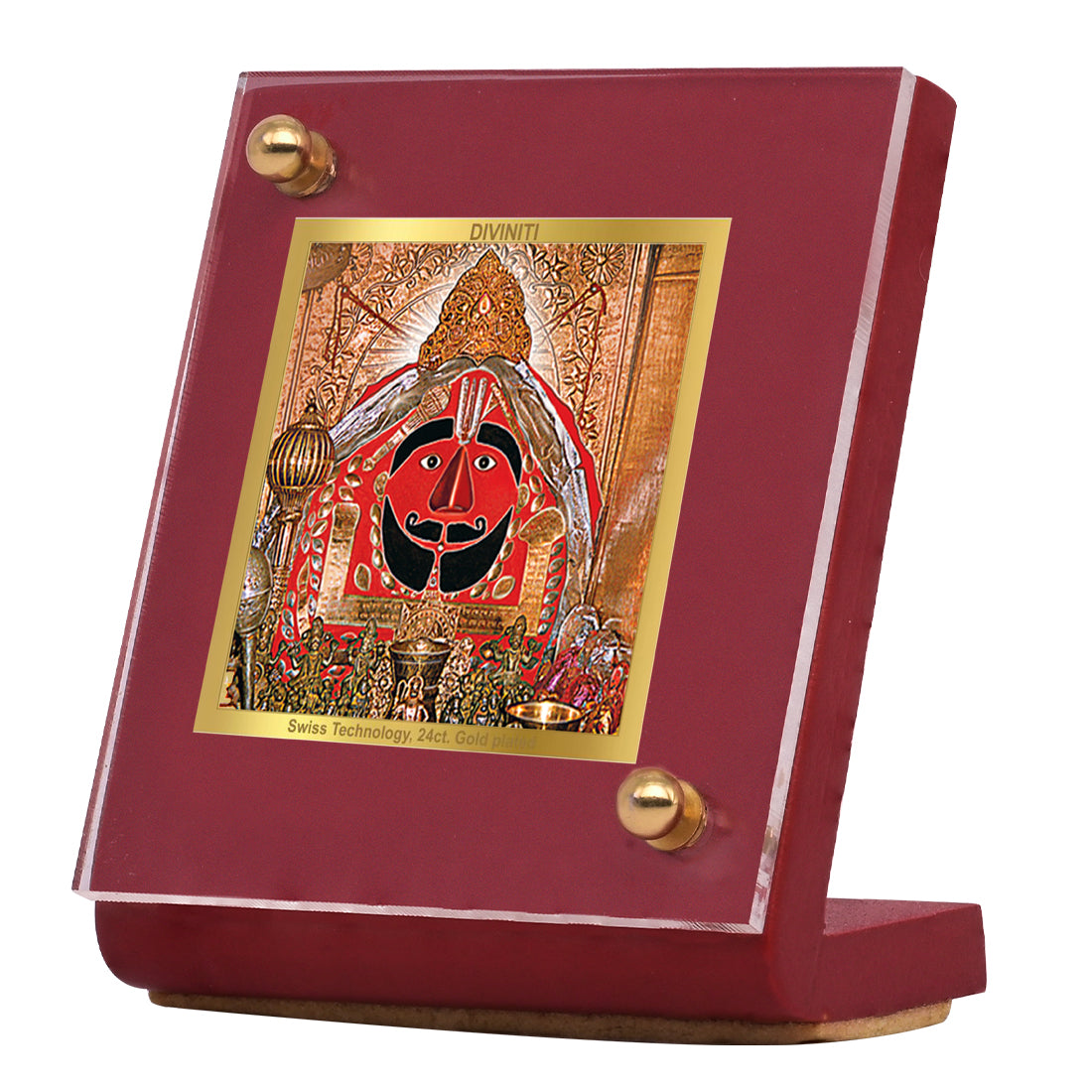 Diviniti 24K Gold Plated Salasar Balaji Frame For Car Dashboard, Home Decor, Table, Puja (5.5 x 6.5 CM)