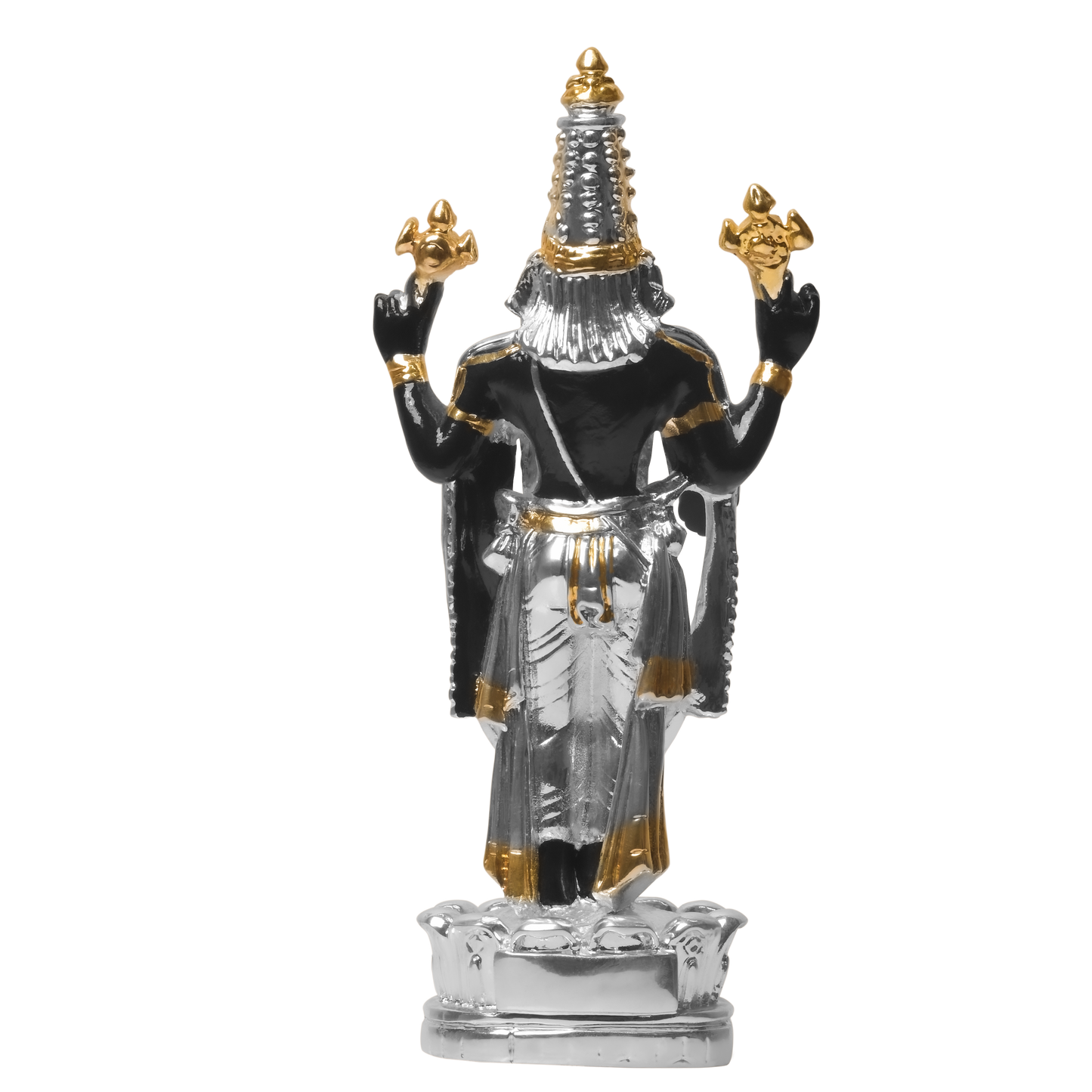 Diviniti Tirupati Balaji Idol for Home Decor| 999 Silver Plated Sculpture of Tirupati Balaji Black| Idol for Home, Office, Temple and Table Decoration| Religious Idol For Pooja, Gift