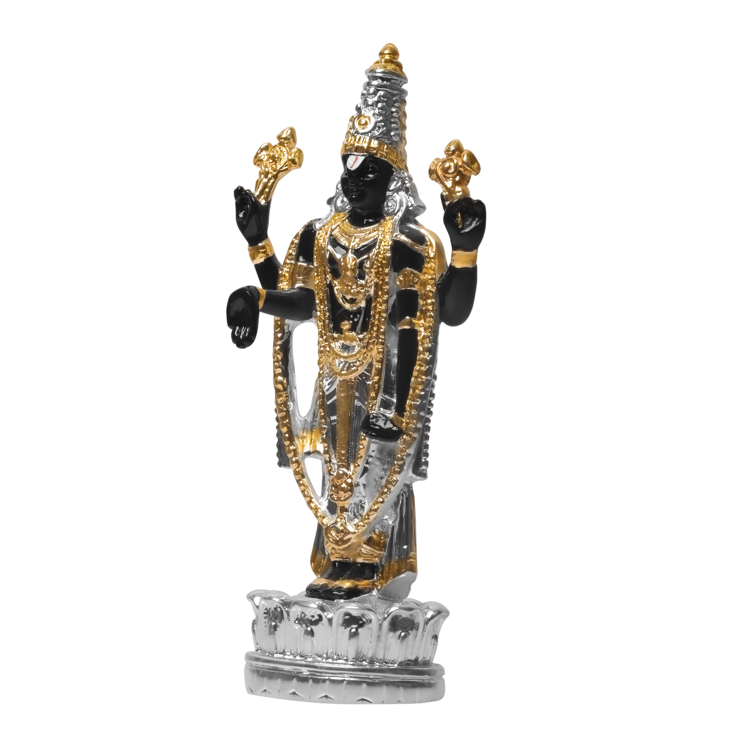 Diviniti Tirupati Balaji Idol for Home Decor| 999 Silver Plated Sculpture of Tirupati Balaji Black| Idol for Home, Office, Temple and Table Decoration| Religious Idol For Pooja, Gift