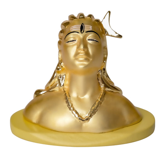 DIVINITI 24K Gold Plated Adiyogi Idol For Home Decor, Car Dashboard, Table, Luxury Gift (6.5 X 8.5 CM)