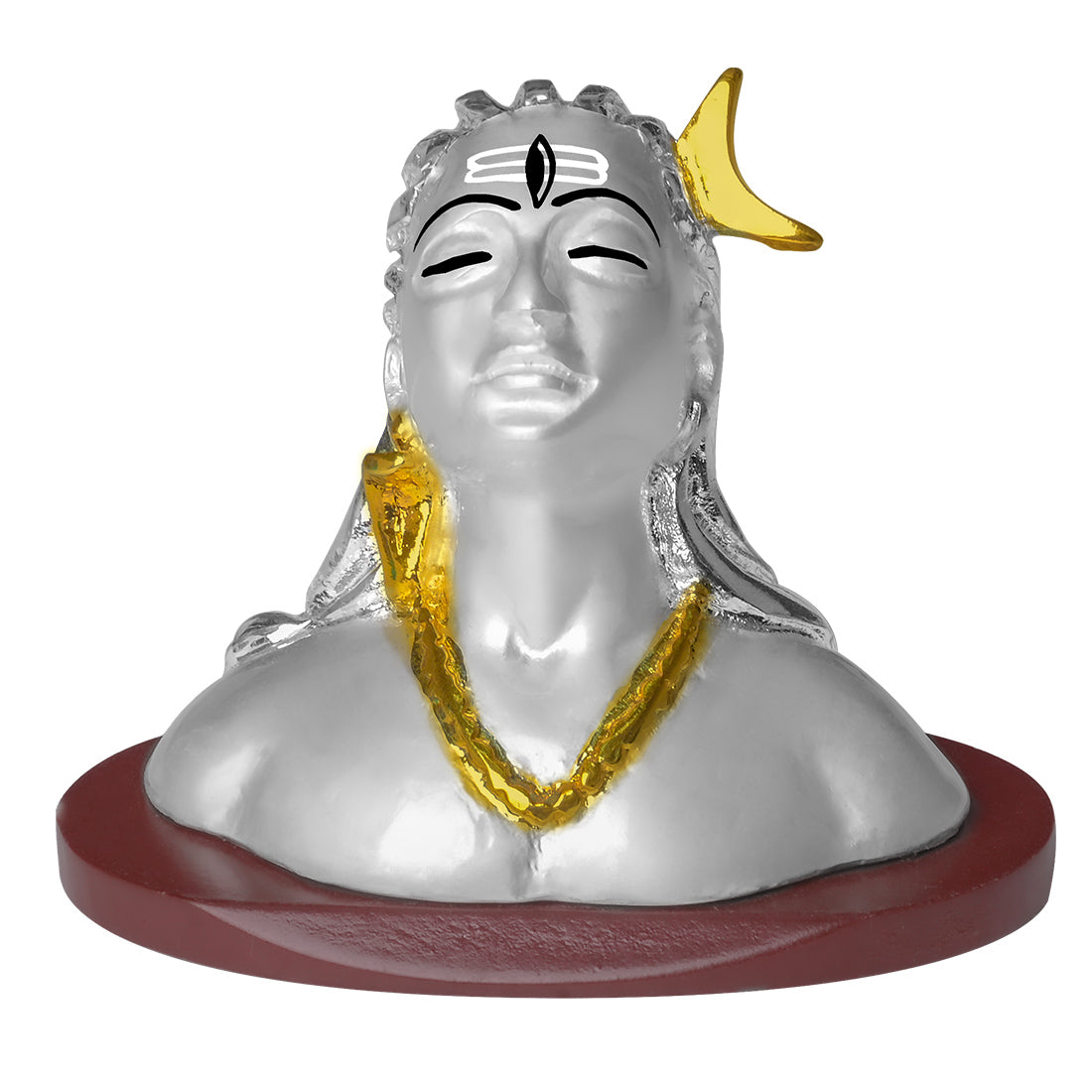 DIVINITI 999 Silver Plated Adiyogi Idol For Home Decor, Car Dashboard, Table, Housewarming (6.5 X 8.5 CM)