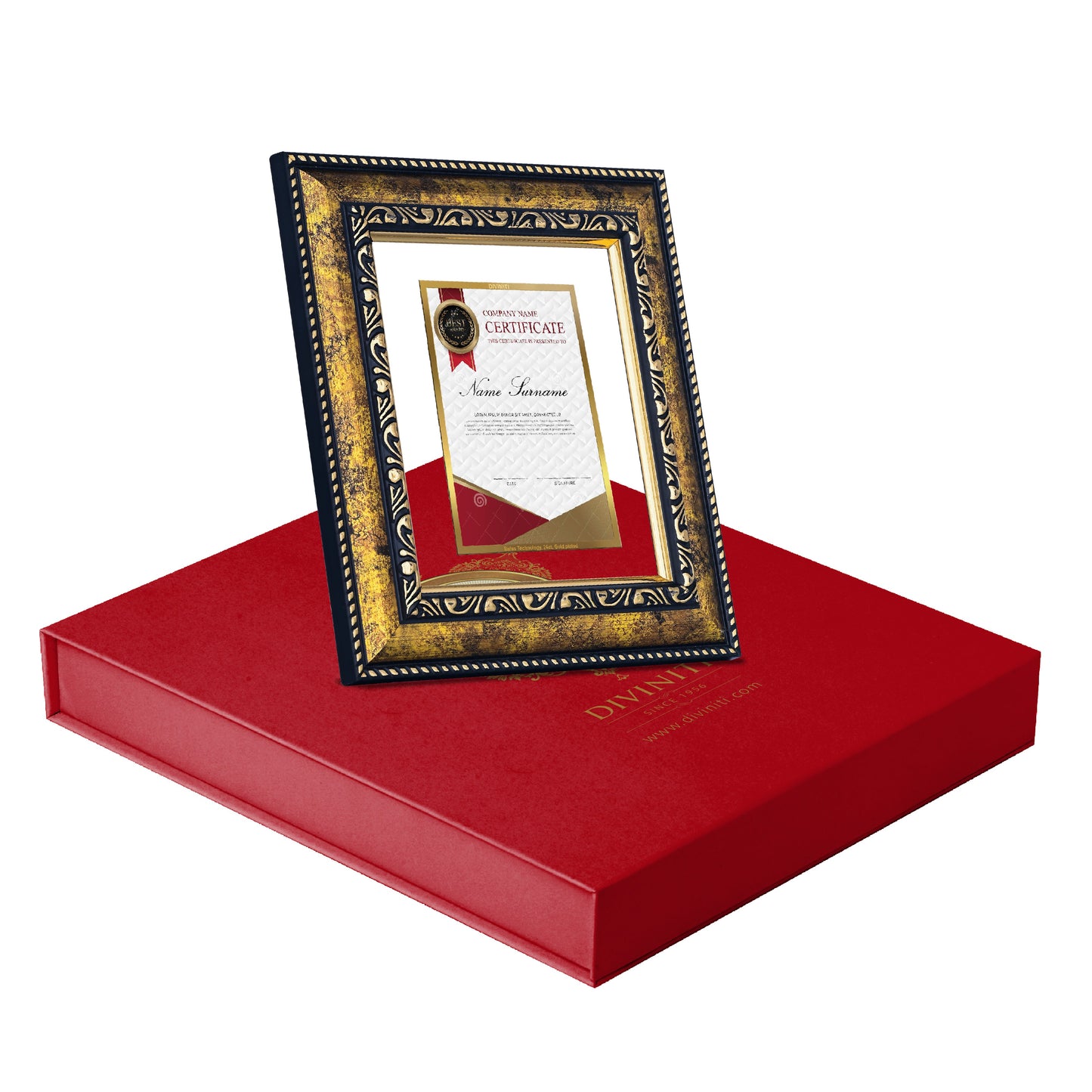 Diviniti Customized Certificate on 24K Gold Plated Frame| DG Frame 113 Size 2 with 24K Gold Plated Foil| Personalized Certificate For Academic Achievement (23.5 CM X 19.5 CM)