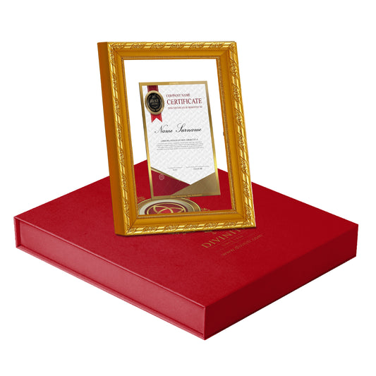 Diviniti Customized Certificate on 24K Gold Plated Foil| DG Frame 103 Size 2 with 24K Gold Plated Foil| Personalized Trophy For Academic Achievement (21.5 CM X 17.5 CM)