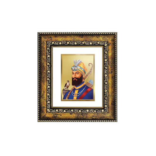 DIVINITI Guru Gobind Singh Gold Plated Wall Photo Frame, Table Decor| DG Frame 113 Size 1 and 24K Gold Plated Foil (17.5 CM X 16.5 CM)